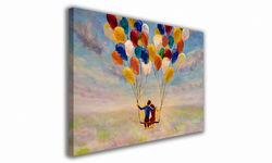 OBRAZ NA PŁÓTNIE 078 Para na balonach 40x30cm