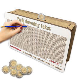 Skarbonka wykreślana na 5 zł prezent upominek urodziny cel 4000 zł