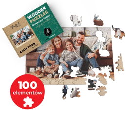 FOTO PUZZLE DREWNIANE z TWOJEGO ZDJĘCIA z elementami zwierząt 60x40cm 100el.