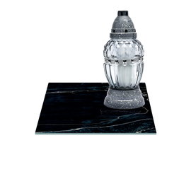 SZKLANA PODSTAWKA POD ZNICZE Z DEDYKACJĄ 25x25cm Marmur 36e