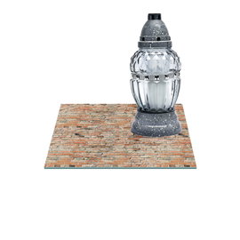 SZKLANA PODSTAWKA POD ZNICZE Z DEDYKACJĄ 25x25cm Mur 212e