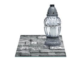 SZKLANA PODSTAWKA POD ZNICZE Z DEDYKACJĄ 25x25cm Cegły 35e