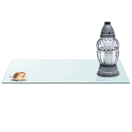 SZKLANA PODSTAWKA POD ZNICZE z dedykacją 60x30cm 555d Aniołek na przezroczystym