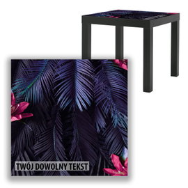 BLAT SZKLANY IKEA LACK Fioletowe liście z Twoim napisem 55x55cm 067b