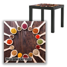 BLAT SZKLANY IKEA LACK Przyprawy na łyżkach z Twoim napisem 55x55cm 100b