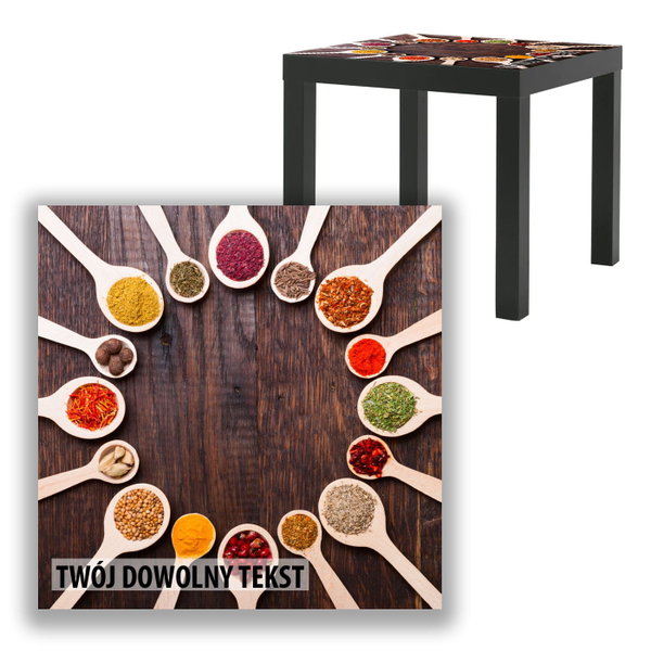 BLAT SZKLANY IKEA LACK Przyprawy na łyżkach z Twoim napisem 55x55cm 100b