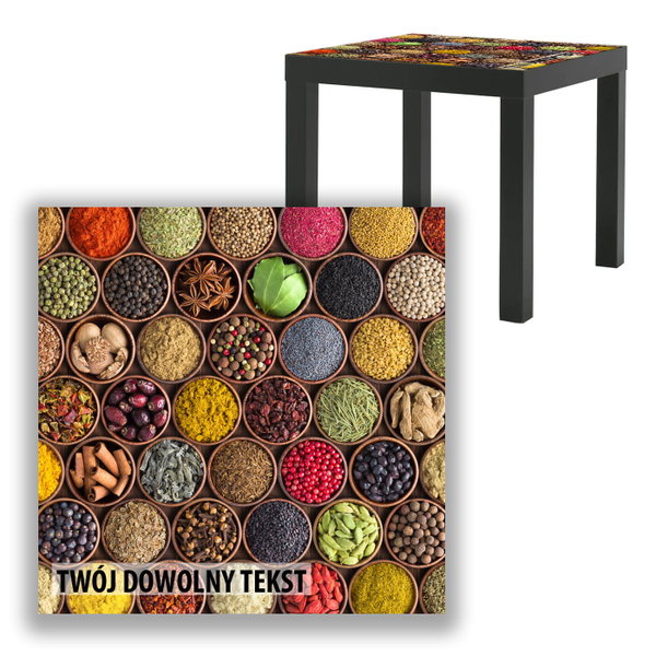 BLAT SZKLANY IKEA LACK Przyprawy w miseczkach z Twoim napisem 55x55cm 101b