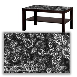 BLAT SZKLANY IKEA LACK Czarne liście z Twoim napisem 90x55cm 009a