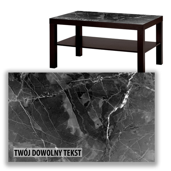 BLAT SZKLANY IKEA LACK Czarny marmur z Twoim napisem 90x55cm 010a