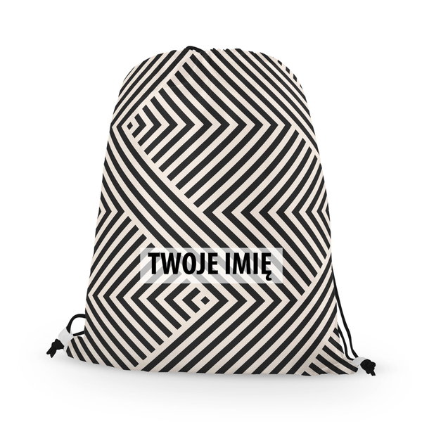 WORKO-PLECAK z Twoim imieniem Czarno-białe linie 003
