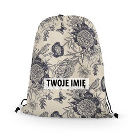 WORKO-PLECAK z Twoim imieniem Czarne kwiaty 042