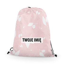WORKO-PLECAK z Twoim imieniem Białe listki na różu 025