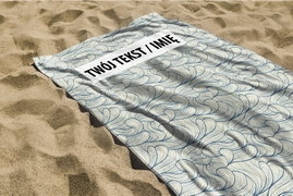 RĘCZNIK Niebieskie fale z twoim dowolnym tekstem 130x70cm 051E