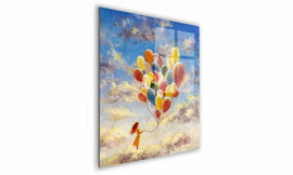 OBRAZ NA SZKLE KWADRATOWY 50x50cm 023 Dziewczynka z balonami