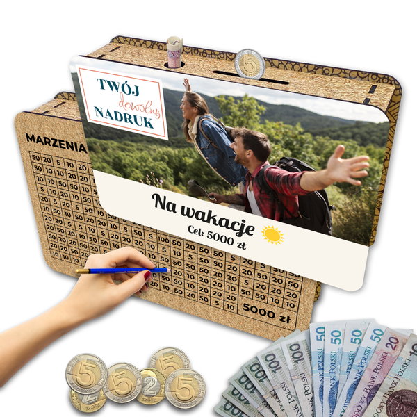 Foto skarbonka wykreślana z twoim zdjęciem na prezent