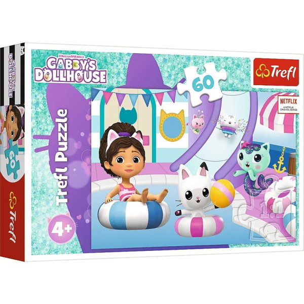 Puzzle Koci Domek Gabi: Gabi na basenie (60 el.) – Trefl