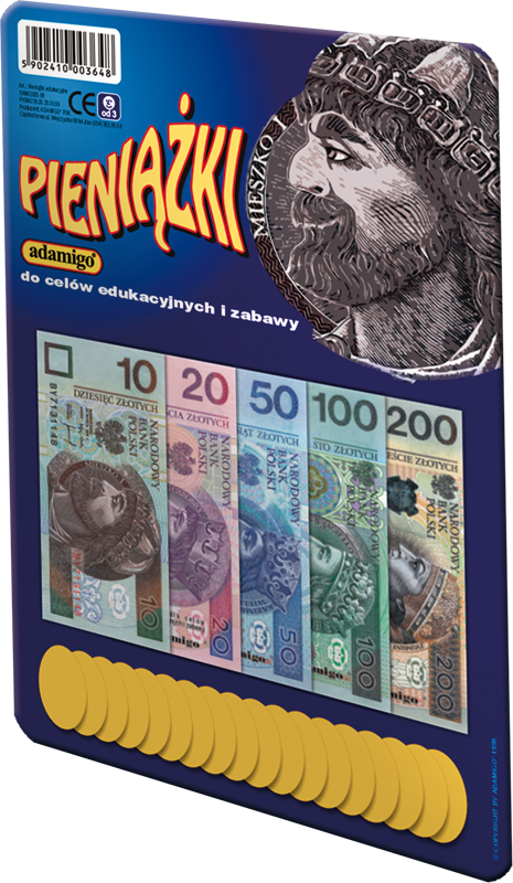 Pieniądze do zabawy: banknoty i monety (złotówki PLN) – Adamigo