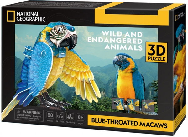 Puzzle 3D National Geographic: Papuga Ara Szafirowa (88 el.) – CubicFun