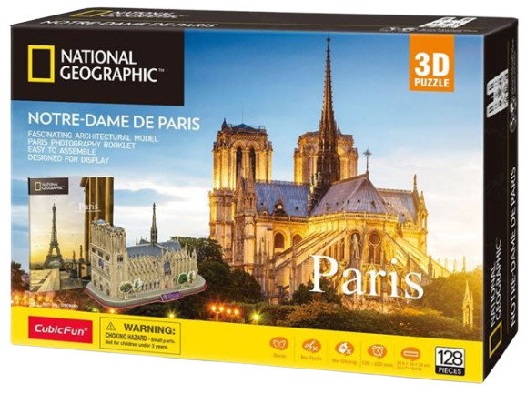 Puzzle 3D National Geographic: Katedra Notre-Dame (128 el.) – CubicFun