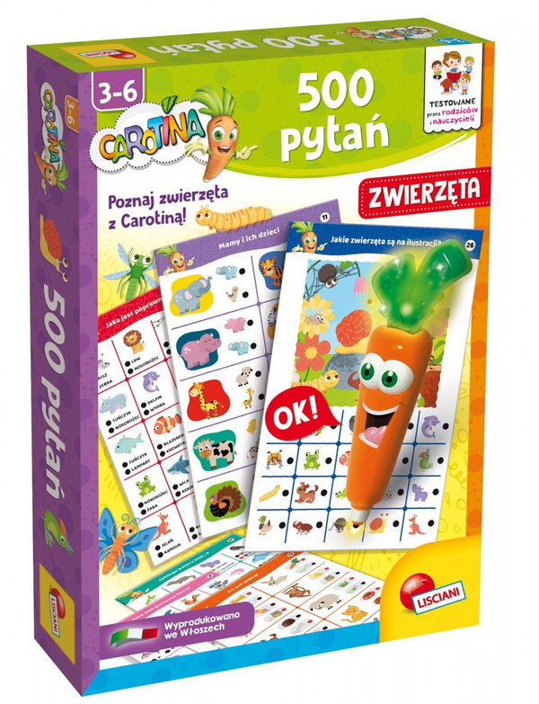 Gra edukacyjna Carotina 500 pytań Zwierzęta – Lisciani