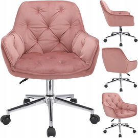 Fotel LARGO różowy na srebrnej stopie