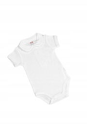 2be3: Białe Body Kr Rękaw z Kołnierzykiem 80
