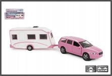 AUTO MET. VOLVO RÓŻOWE Z CAMPINGIEM