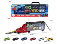 AUTO TRUCK AMERYKAŃSKI LAWETA + 6 AUT SPORTOWYCH W WALIZCE