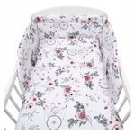 Amy: 3-częściowa pościel New Baby 100/135 biała kwiaty i piórka