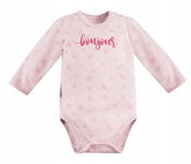 Body Unique 80 Eevi różowe w kropki z napisem