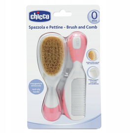 Chicco: Szczotka z Grzebieniem z Naturalnego Włosia Różowa