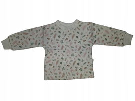 Eevi ; Kaftanik Niemowlęcy Bawełniany Biały w Kwiatki i Listki rozmiar 50