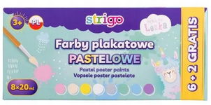 Farby plakatowe 8 kolorów pastelowe Hejka tu Lenka