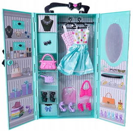 Garderoba z wyposażeniem dla lalek miętowa