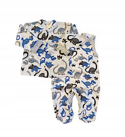 Komplet niemowlęcy śpioch i kaftan MK 50 biały w dinozaury