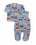 Komplet niemowlęcy śpioch i kaftan MK 50 niebieski w autka