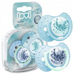 LOVI: Smoczek silikonowy dynamiczny 3-6 m 2 szt Tie Dye Blue