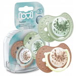 LOVI: Smoczek silikonowy dynamiczny 0-3 m 2 szt Tie Dye Green