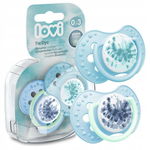 LOVI: Smoczek silikonowy dynamiczny 0-3 m 2 szt Tie Dye Blue