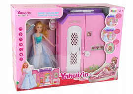 Lean Domek dla Lalek Garderoba Szafa Lusterko w Walizce