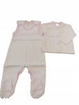 MK: Komplet bawełniany kaftan + śpioch biały w gwiazdki r. 62