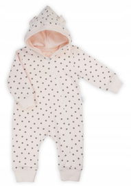 Nicol: Pajac bawełniany bez stóp z kapturem na zamek łososiowy r. 86