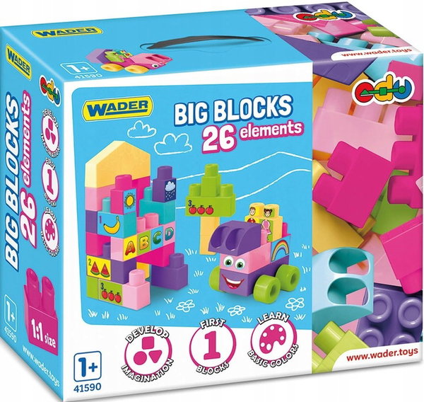 Wader: Big blocks klocki 26el. różowe 41590