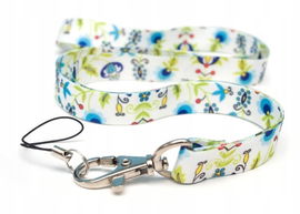 Smycz do telefonu folk kaszubska, haft żukowski (biała)