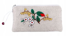 Etui na okulary, kosmetyczka, folk haft kociewski maki (płótno)