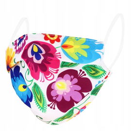 Maska łowicka (biała), maseczka folk ludowy