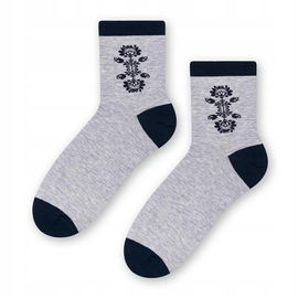 Skarpetki łowickie folk ludowy, szary 35-37