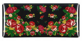 Magnes folk metalowy Podhale, haft kwiaty czarny