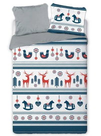 Komplet pościeli skandynawski folk 220 x 200 cm (szara)