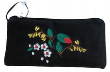 Etui na okulary, kosmetyczka, folk haft kociewski maki (czarna)